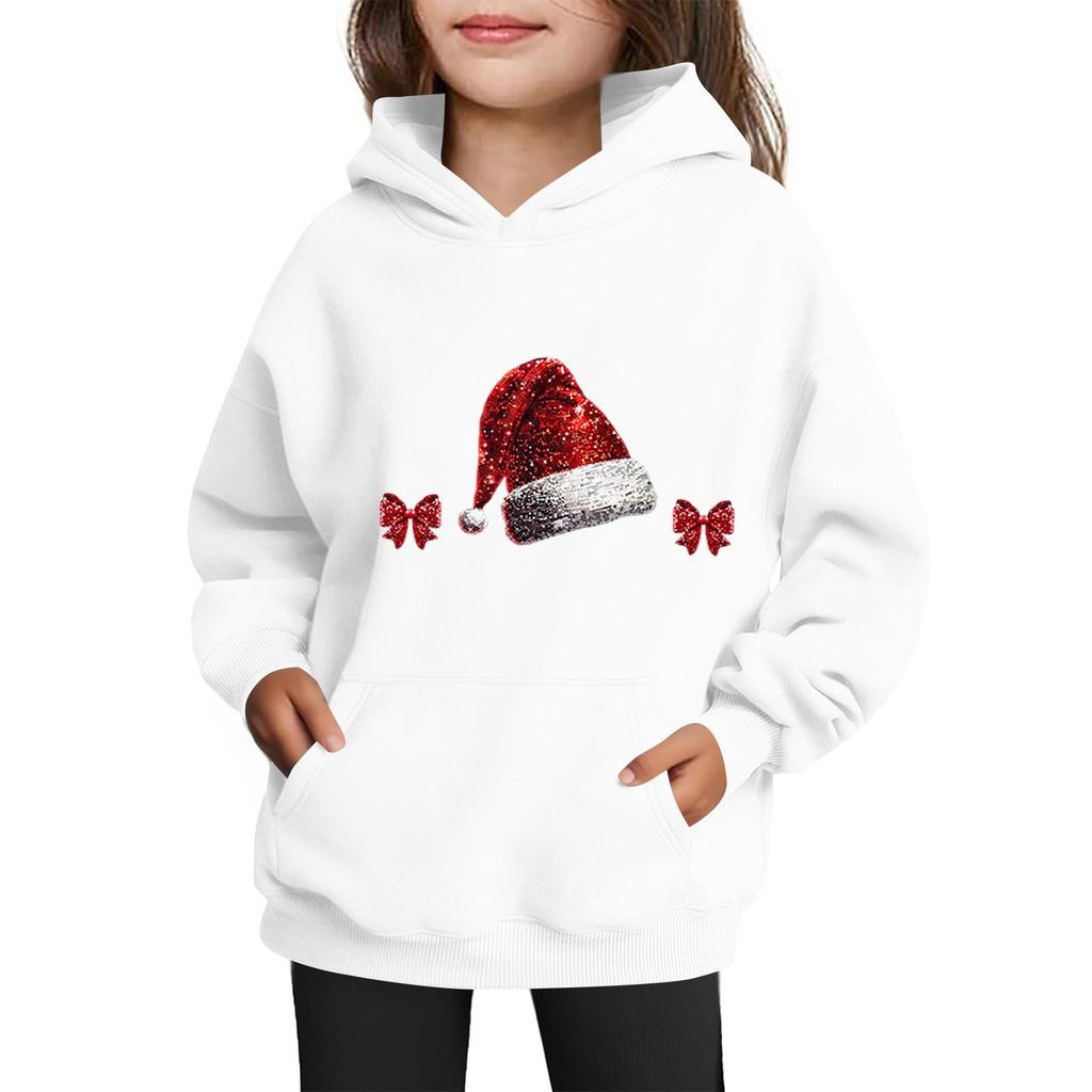 Bluzy dla nastolatek Bluzy z kapturem z długim rękawem ze sznurkiem Pulower Śliczna z nadrukiem Oversizeowa bluza z kapturem Boże Narodzenie