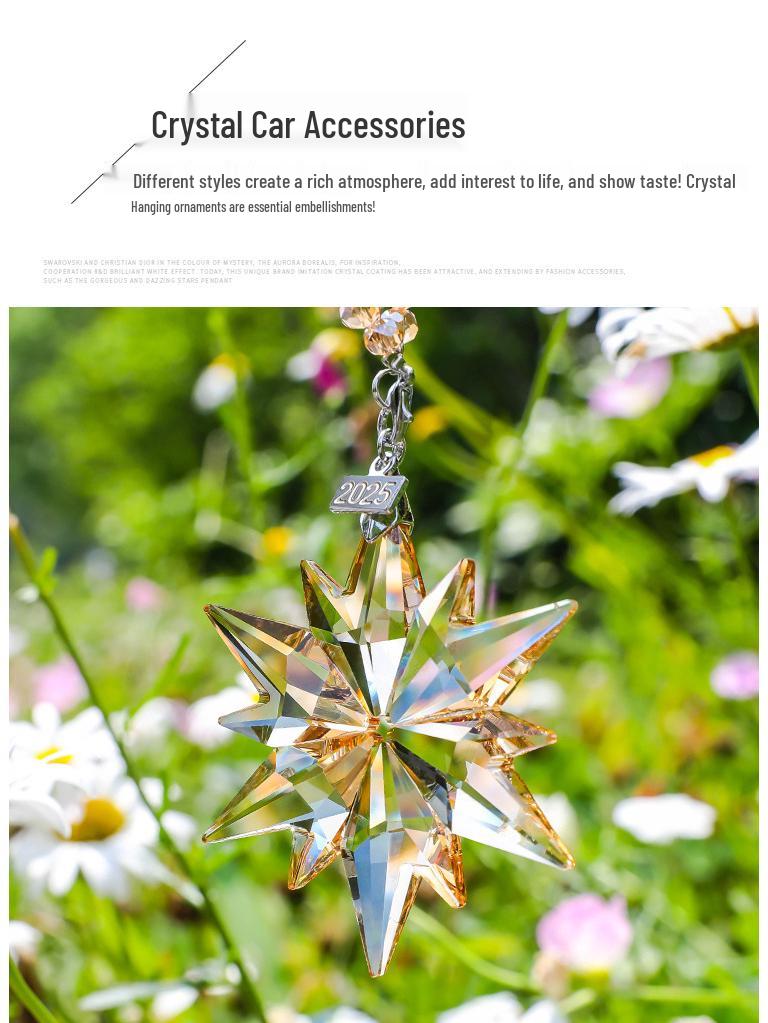 Creative Snowflake Hanging Ornament for Car Interior - Crystal Sunlight Catcher Decoration