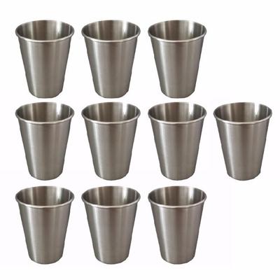 10 Stück Bequeme Becher mit gerolltem Rand Stilvolles Edelstahl-Becher-Set mit gerollten Rändern für Partys und den Außenbereich