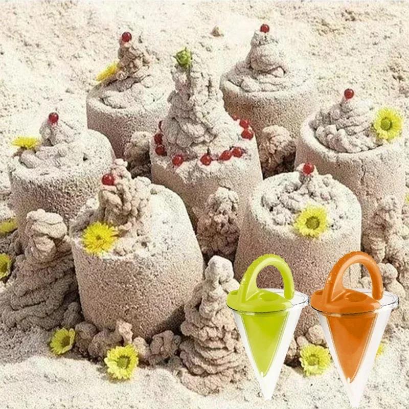 Strand Kinder Waschen Sand Überlauf Trichter Draußen Familie Sandtrichter Kreativer Strandhaufen Sand Verschüttet Aus Einem Handtrichter