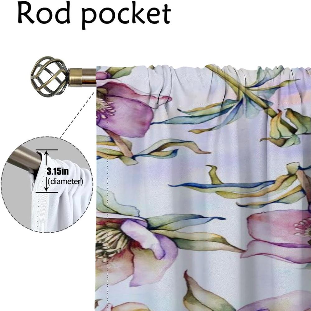 Beauty Flowers Modern Living Room Curtains for Camera Window Curtain for Room 2 Panel Home Interior Curtains Shades Partition