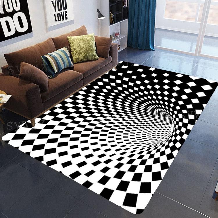 3D Vortex Illusion Carpet Entrance Door Floor Mat Abstract Geometric Optical Doormat Non-slip Floor Mat Living Room Decor Rug