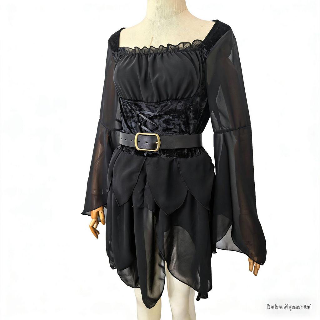 Damen Mittelalter Fee Elf Zauberer Kleid Halloween Kostüm