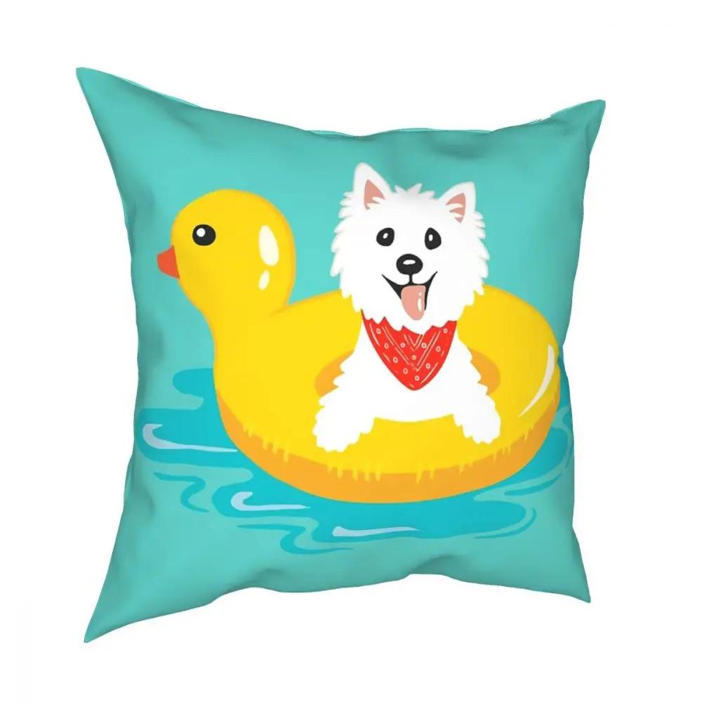 

Westie Puppy At Sea Square Pillow Case Cushions for Sofa West Highland Terrier Dog Creative Cushion Covers 66x66cm