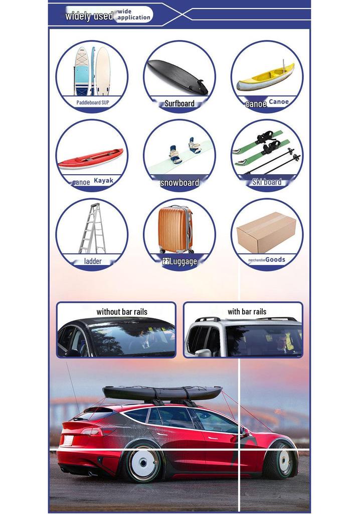Universal Soft Roof Rack for Luggage, Kayaks, Surfboards, Boats, and Skis