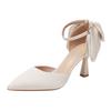 Spring and Autumn Princess Shoes Satin Bow Wedding Shoes Banquet Shoes Hollow Sandals Pointed Thin Heel High Heels Women