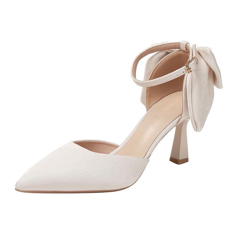 

Thin heels pointed adult high heels children shallow mouth with silk little princess shoes spring and summer 2025 34 абрикосовый