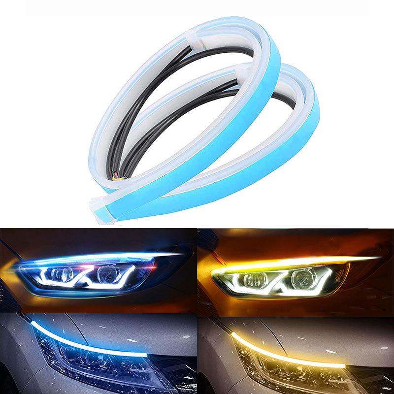 30cm/12inch 2pcs LED DRL Car Daytime Running Light Flexible Waterproof Strip Auto Headlights Brake Flow Lights 12V