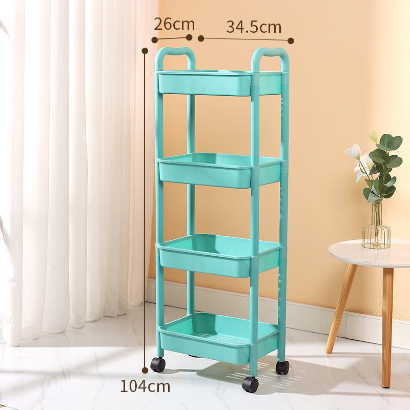 Chariot utilitaire roulant en plastique à 3 niveaux Chariot de rangement multifonctionnel pour chambre à coucher cuisine Organisateur de rangement mobile avec roues