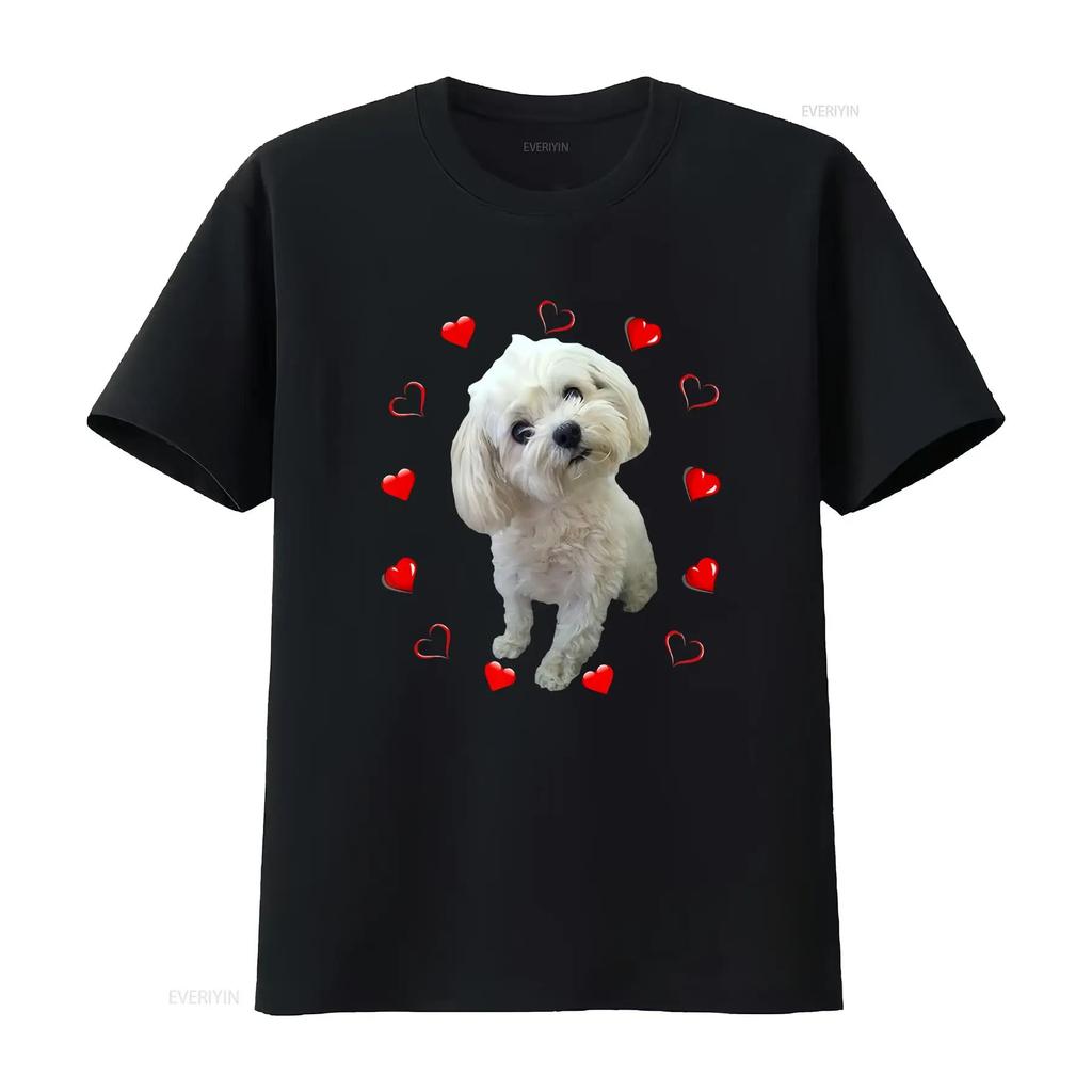 Maltese Dog Lover Puppy Owner Maltipoo Mix Fans Hearts T shirt vintage Washed fashion Comfortable Soft Versatile Stylish