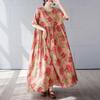 Simple and Fashionable Long Skirt Summer Short Sleeved Round Neck Printed Dress
