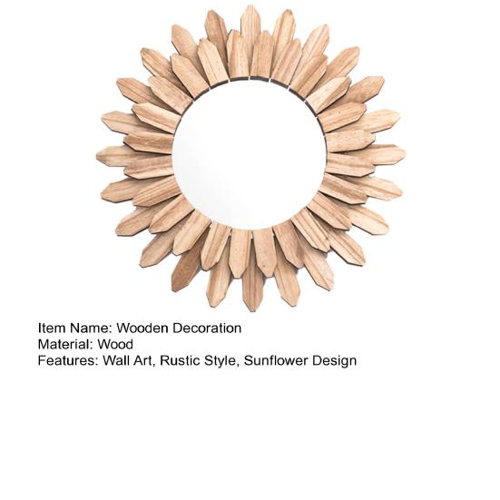 Rustic Wood Sunflower Decoration Wall Mirror Flower Wood Frame Hanging