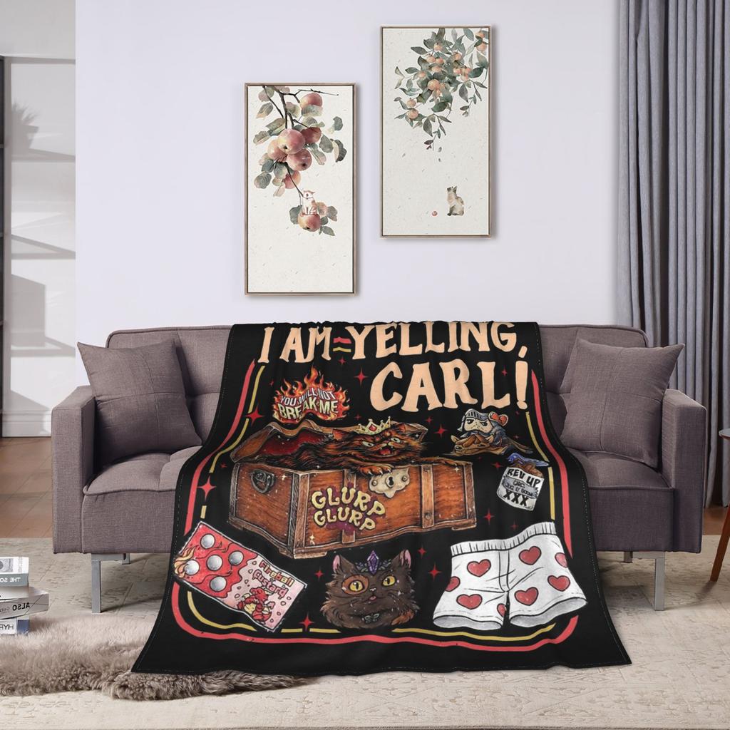 I Am Yelling Carl Funny Donut Cat Blanket Velvet Dungeon Crawler Carls Breathable Warm Throw Blanket for Home Outdoor Quilt