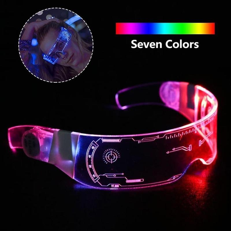 Cool Luminous LED Glasses Glowing Costume Neon Light Flashing Sunglasses Punk Goggles Cyber Future Cosplay Party Light Neon Glow