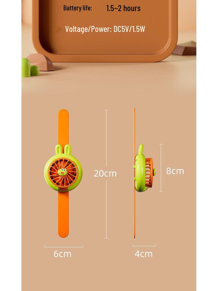 2025 Kids' Cartoon Fan Slap Bracelet: Mini Electric Fan Toy for Elementary School Girls