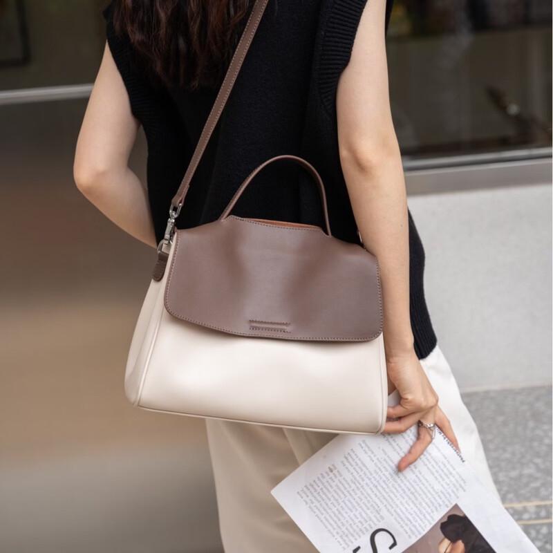 Women's Soft Cowhide Leather Tote Crossbody Bag