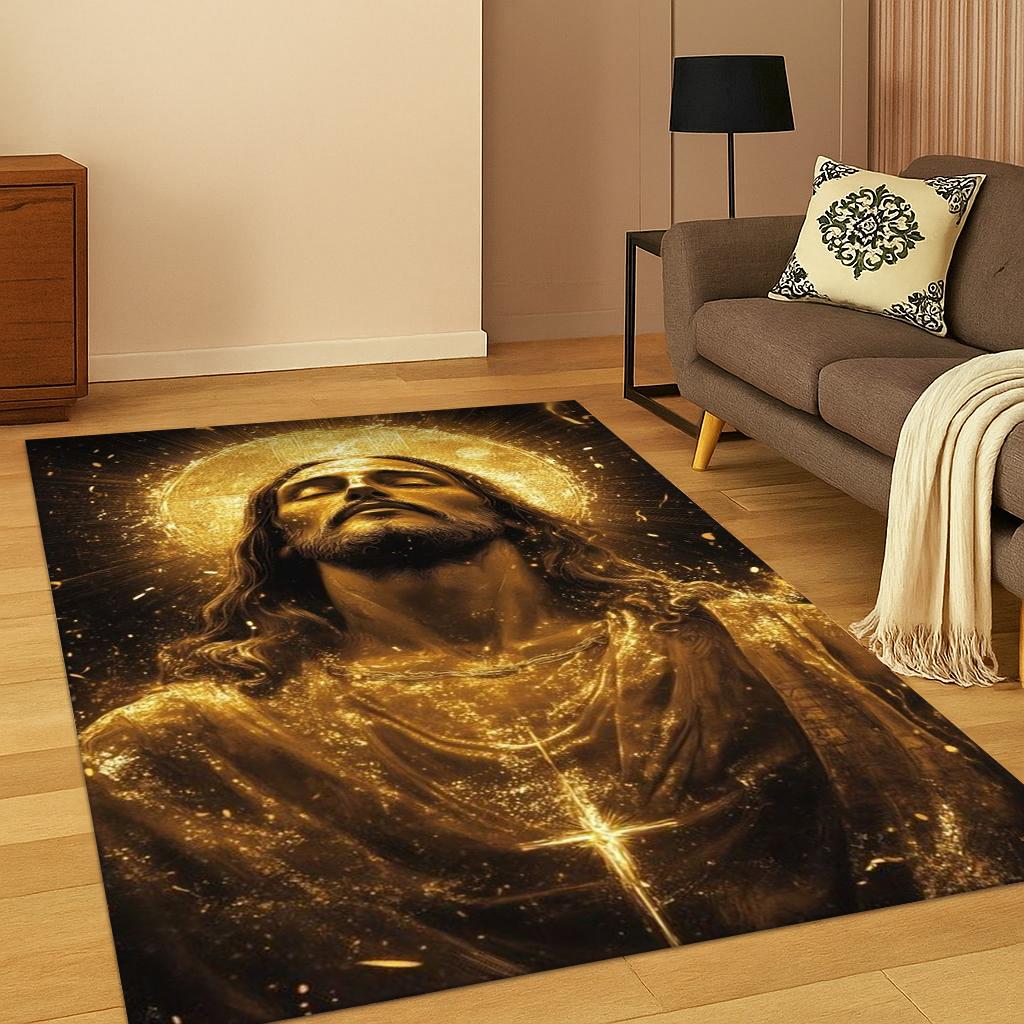 Христианский ковер с изображением Девы Марии и Иисуса для гостиной, дивана, дома, спальни, придверный коврик, кухонный декор, молитвенный нескользящий коврик, подарок 40x60cm