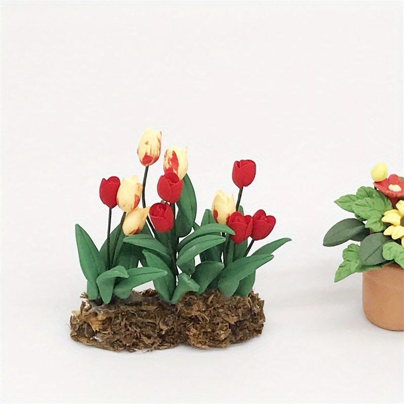 

1 шт. Микроландшафт Миниатюрная сцена Куст тюльпанов Имитация цветов и зелени Карманная мебель Украшение Горшечный сад Зелень Имитация цветка 1pcs