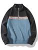 Men's Autumn/Winter Half-Zip Fleece Stand Collar Color Block Jacquard Sweatshirt