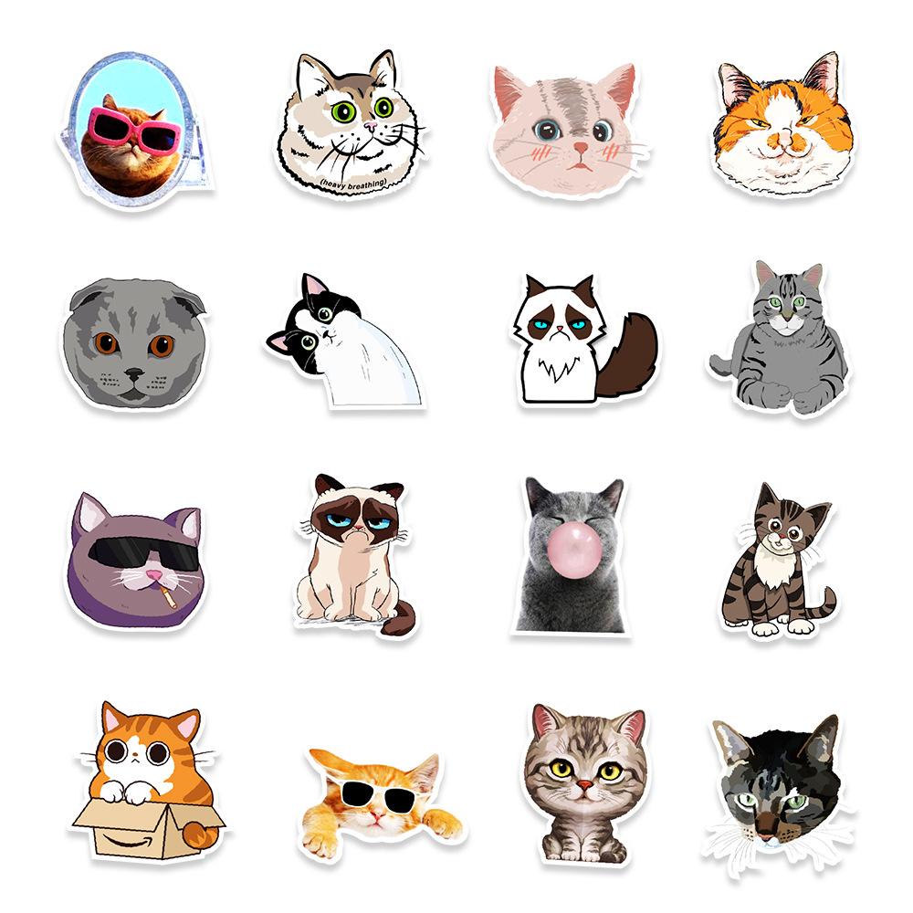 50 Cute Kitten Expressions Graffiti Stickers Suitcase Refrigerator Car Decoration Stickers