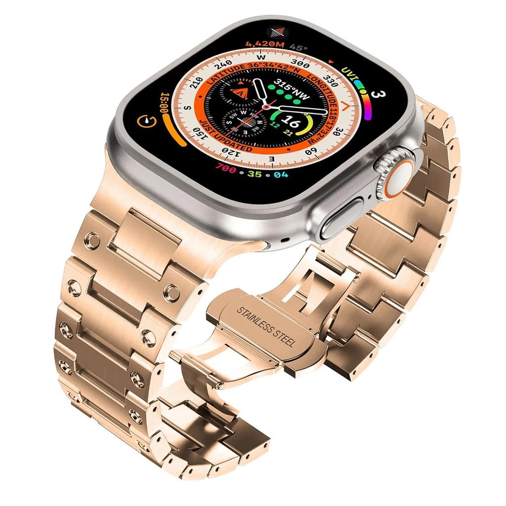 Stainless Steel Strap For Apple Watch Band Ultra 3/2 49mm Series 11 10 9 8 7 45mm 41mm 42mm 46mm Metal Bracelet iWatch 6 5 4 SE