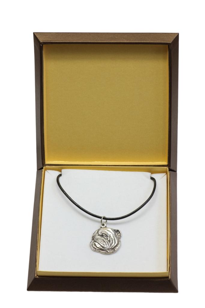 

Bulldog, English Bulldog, British Bulldog III - Dog necklace in gift box, silver-plated locket for dog fan, striking pendant by Art-Dog brand срібний