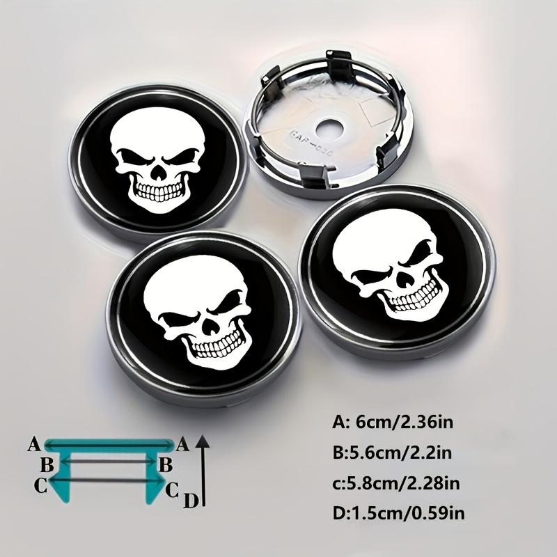 4pcs Skull Design Wheel Center Hub Caps - 2.36" Fit Emblem Covers for Cars, Motorcycles, Trucks & SUVs