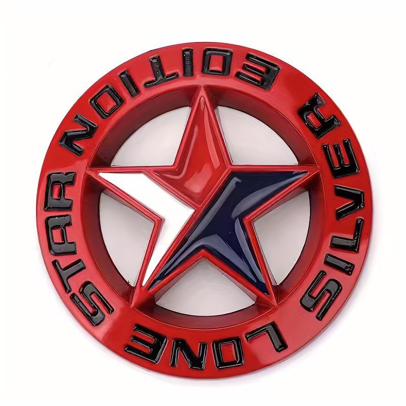 

3D Metal Lonestar Car Sticker Texas Pentagram Badge Suitable for Jeep - Silver Chrome Finish