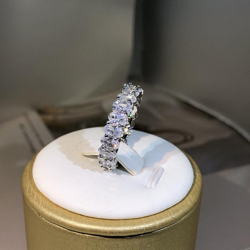 Copper  Sale White Zircon Ring For Women Oval Shape Zircon Jewelry Wedding Party Engagement Gift