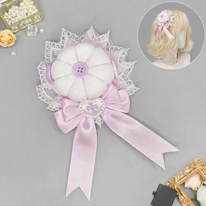 Anime Style Hair Clip Lace Barrettes And Button For Secure Bun Hold In Various Occasion Comfortable Hairpin