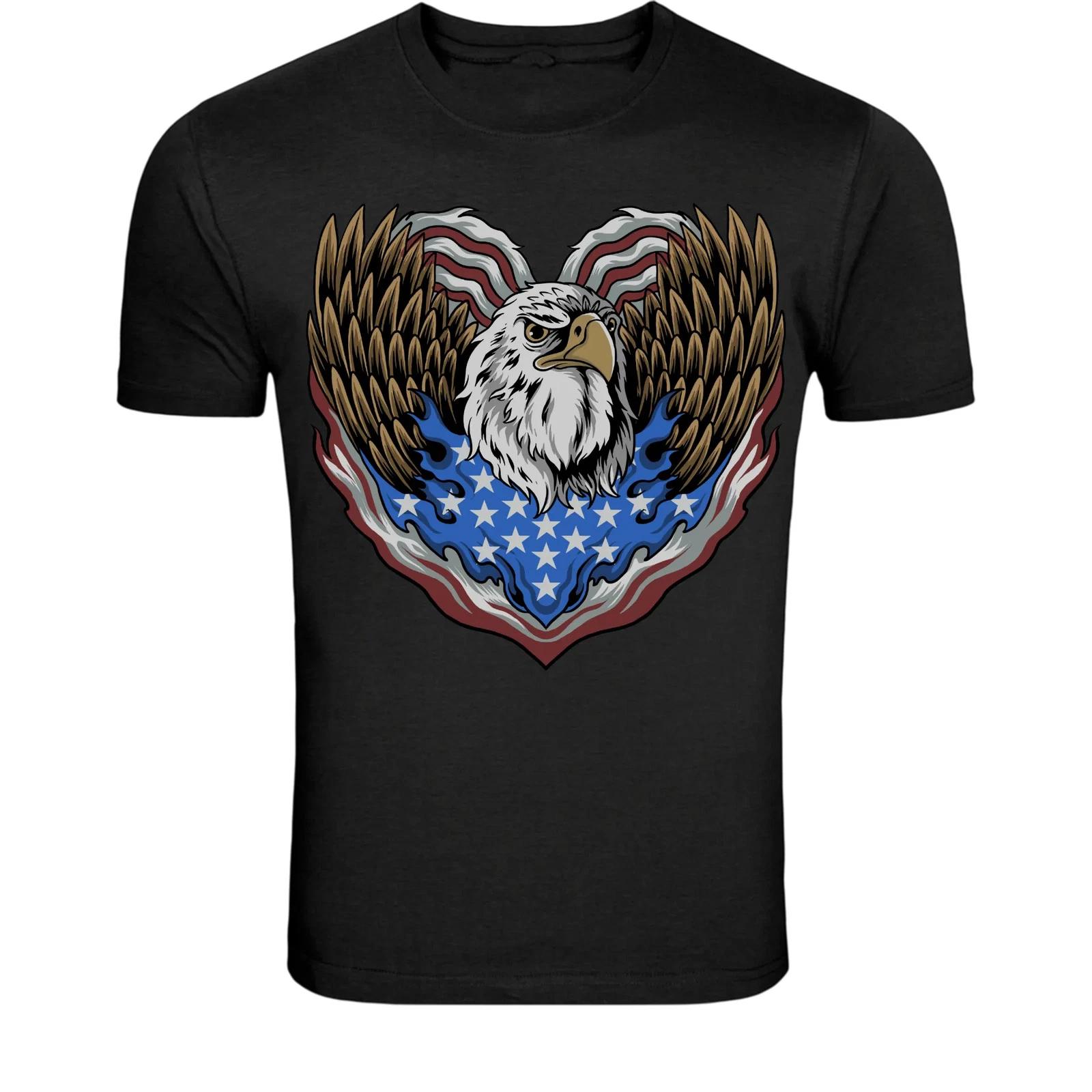 Patriotic Eagle Wings T-Shirt - American Flag Freedom Graphic Tee S