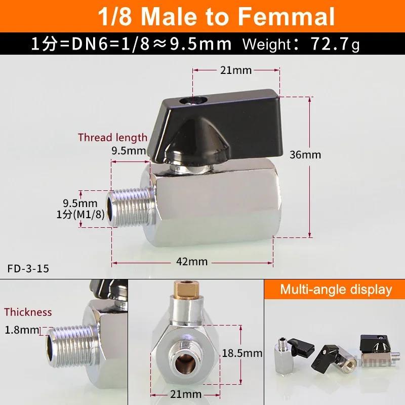 Air Compressor Water Gas Oil Shut Off Valve Brass Ball Valve BSP Threaded Black Mini Valve Male To Female
