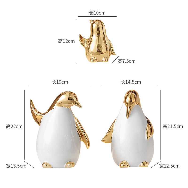 Creative Animal Cartoon Ceramic Figurines Golden Penguin Decoration Little Penguin Sculpture Ceramic Craft Home Decor Accessorie
