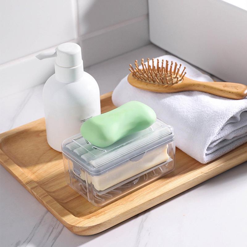 Light Luxury Multifunctional Soap Dish with Built-in Foaming Feature and Draining Storage.