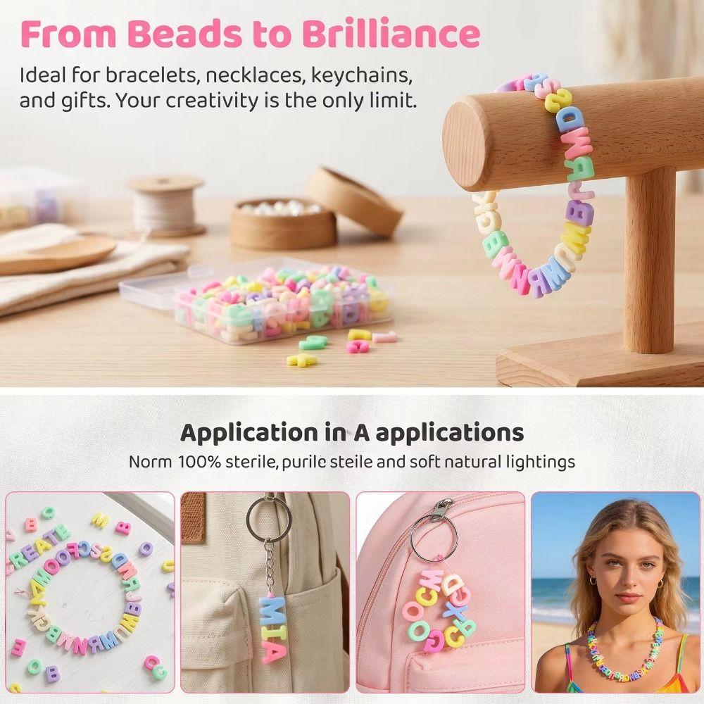 700Pcs Mixed Colors Letter Flat Beads Straight-Hole DIY Jewelry Beads Bulk Beads Necklaces