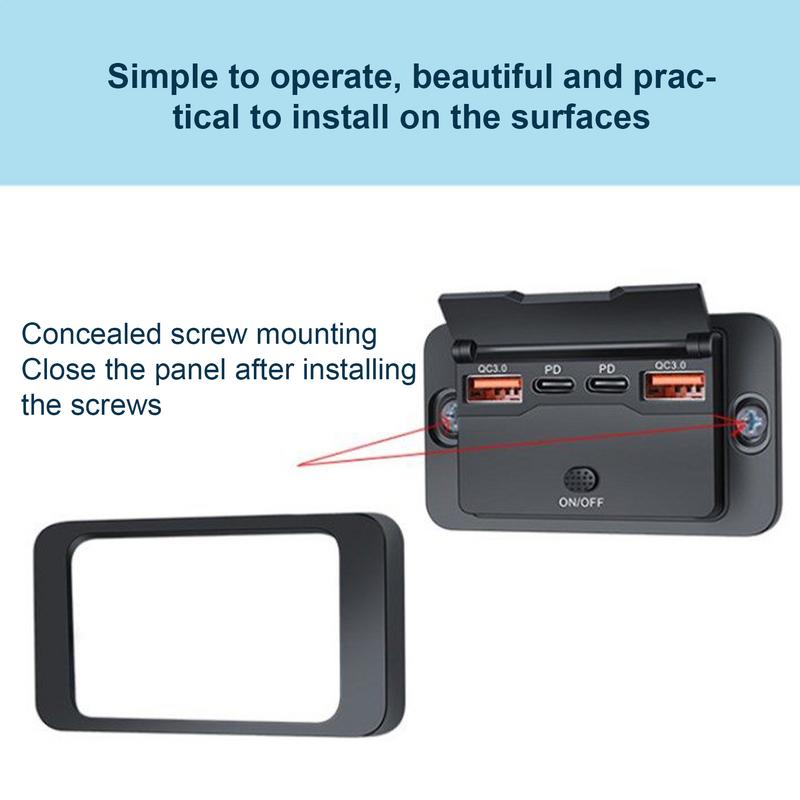 4-Ports 12V RV USB Outlet 76W Dual PD3.0 USB-C 36W & Dual QC3.0 18W Car Charger Socket Adapter for Car Bus Boat Truck