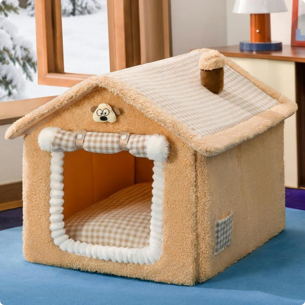 HouseShaped Pet Bed Detachable House with Removable Cushion Cozy for Cat Owners, Living