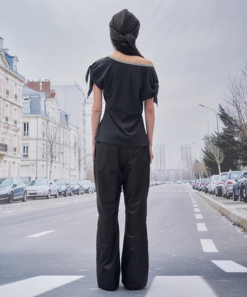 SOMSOC Laura Dot Piping Track Pants_Black