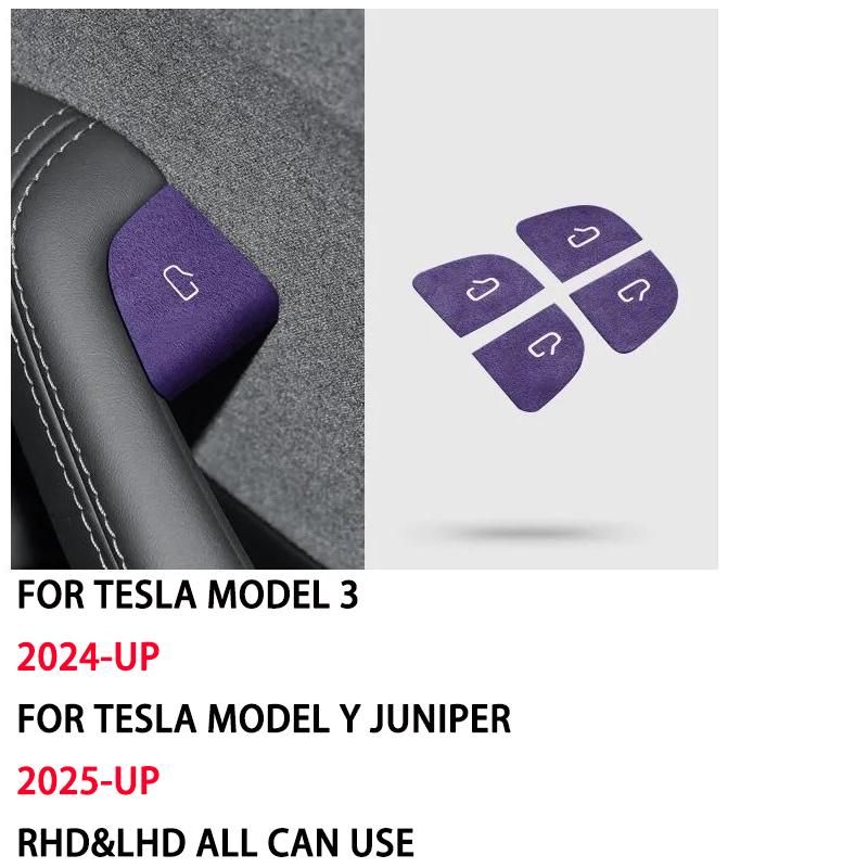 

Italian Premium Suede For Tesla Model Y 2025 Juniper Model 3 Highland 2024 Door Switch Patch Trim Cover Interior Car Accessories Juniper Highland G