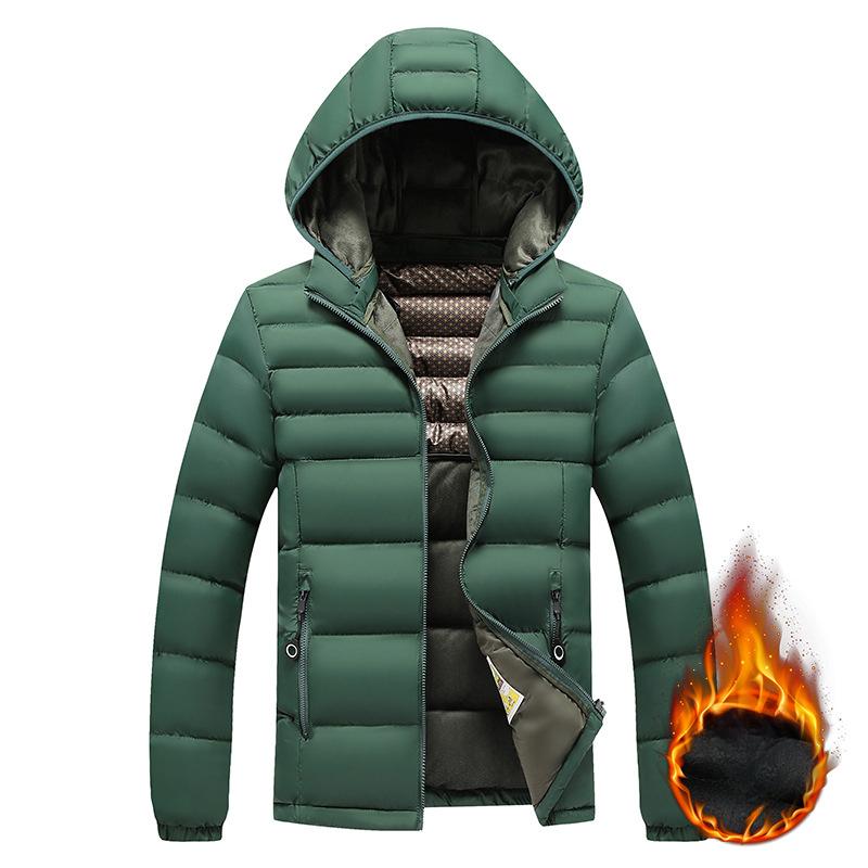 Lightweight Ribs and Cotton Jacket for Men In Winter Slim Fit Removable Hat Plus Velvet Thickened Hooded Jacket for Men