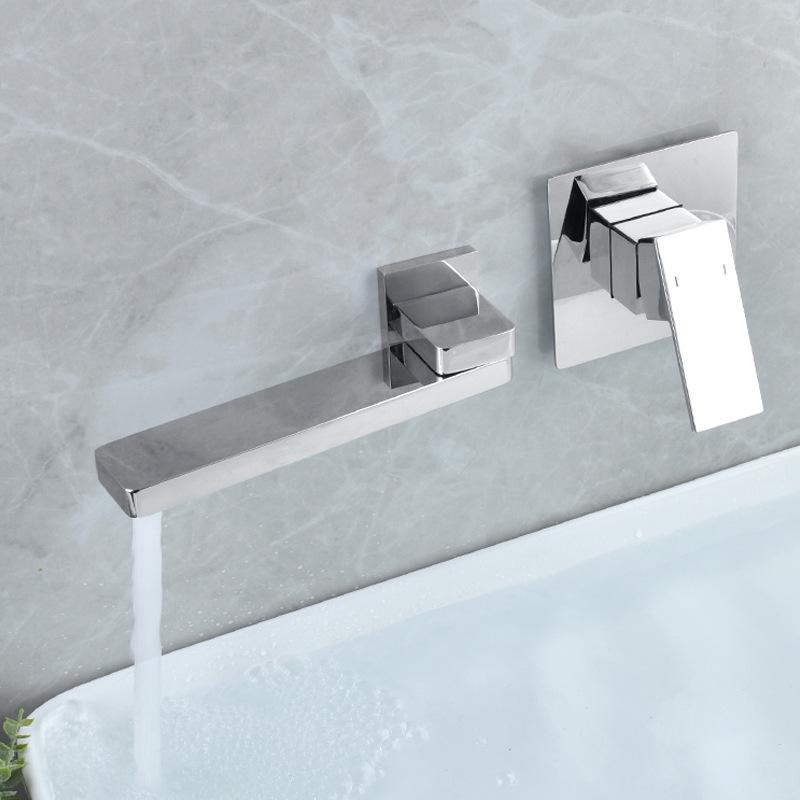Tuqiu Brushed Gold Basin Faucet Bathroom Faucet In-Wall Black Faucet Hot and Cold Bathroom Sink Tap Basin Mixer Tap Set