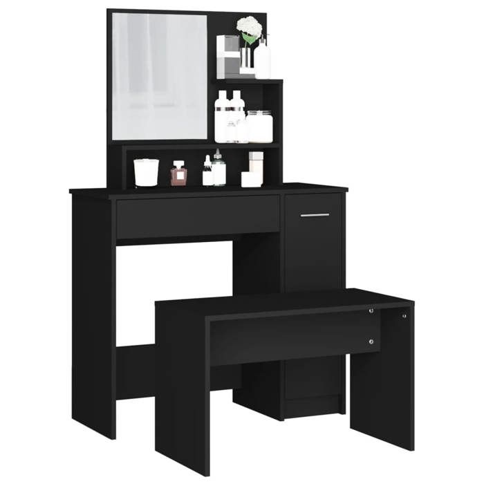 VidaXL Vanity Set, Makeup Table with Stool and Mirror, Cosmetic Dressing Table for Bedroom, Modern, 3114148