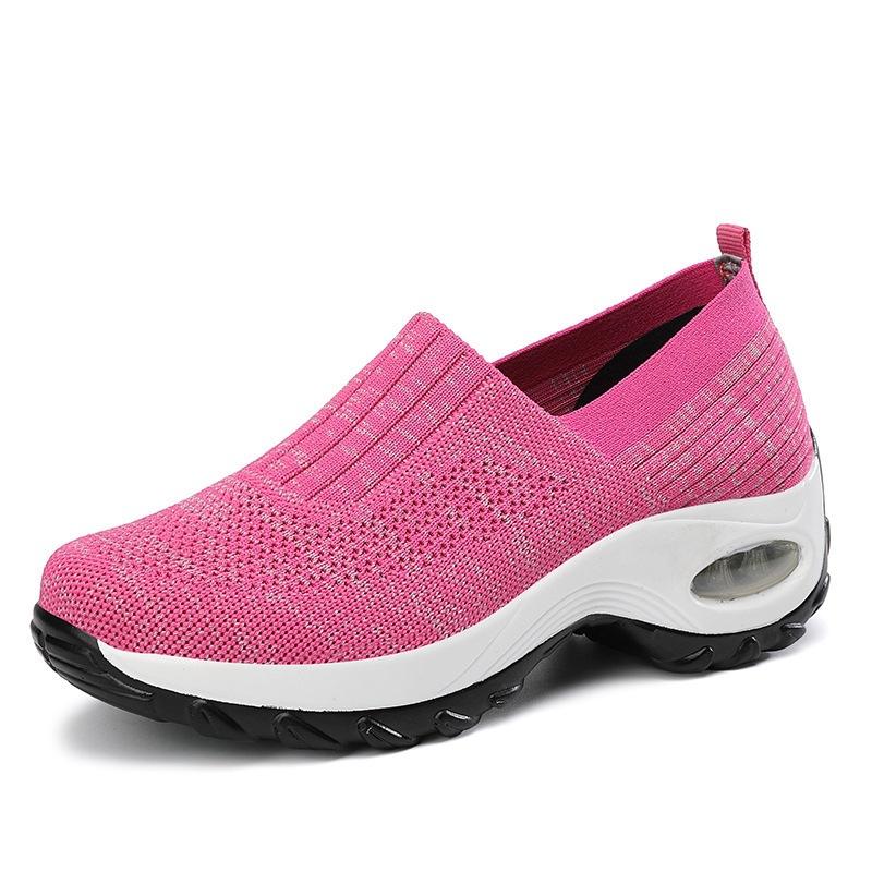 2025 new walking mother shoes breathable foot cover mesh sports shoes casual thick sole heightening rocking shoes