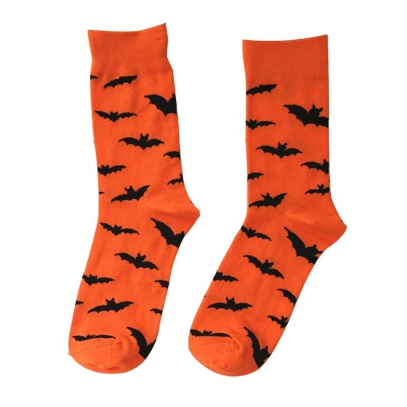Novelty Funny Socks Festive Halloween Crew Socks Colorful Cotton Booties Socks Creative Pumpkin Bat Print Ankle Socks