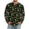 Men's Christmas Printed Imitation Cotton Long-sleeved Shirt