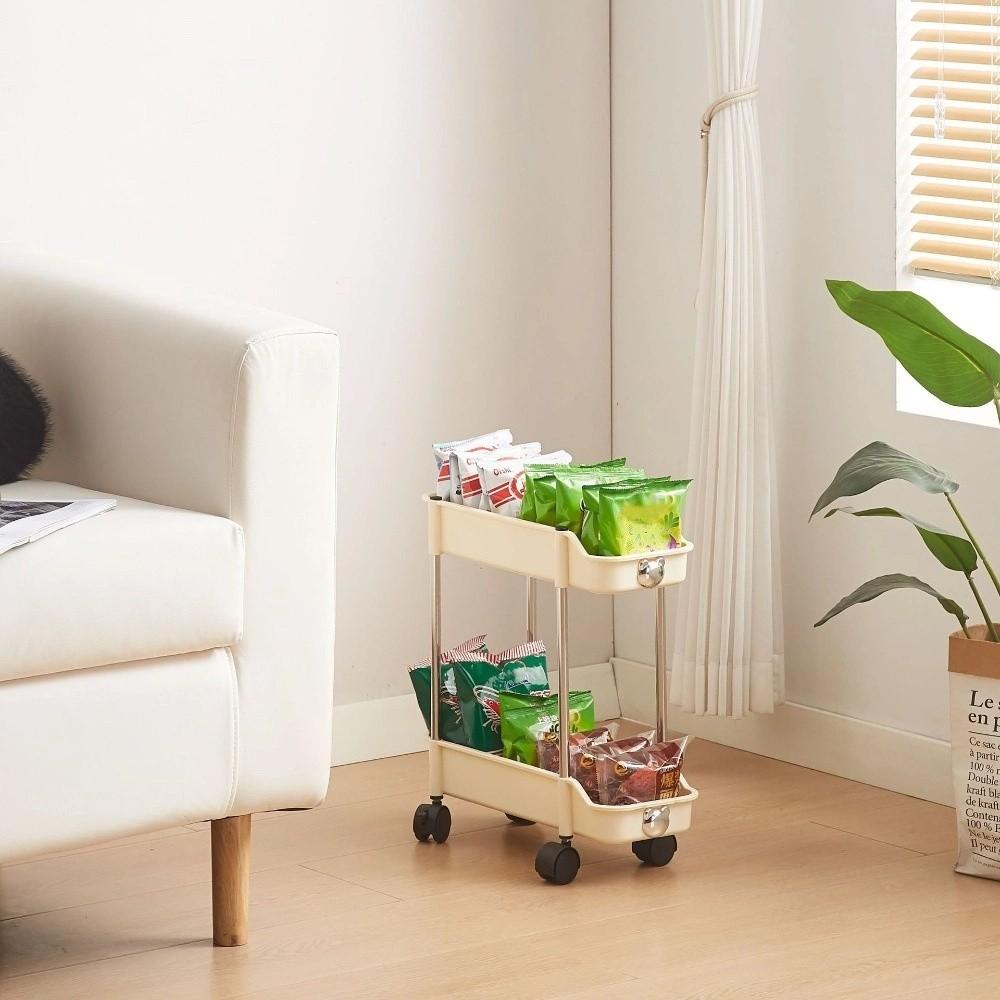 With Wheel Storage Rack Space-Saving Bathroom Cart Organizer Durable Mobile Shelving Unit  Bathroom