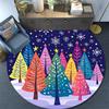 Colorful Trees Snow Winter Round Area Rug,Carpet Rug for Living Room Bedroom Sofa Playroom Decor,Non-slip Floor Mat