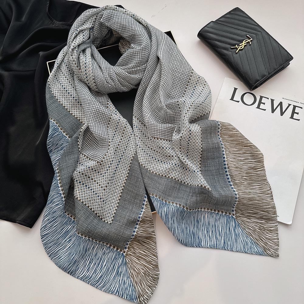 

Японский стиль клетчатый льняной хлопковый платок-шаль для женщин, 130x130см - Теплый ретро литературный дизайн Large Square Scarf 130x130cm