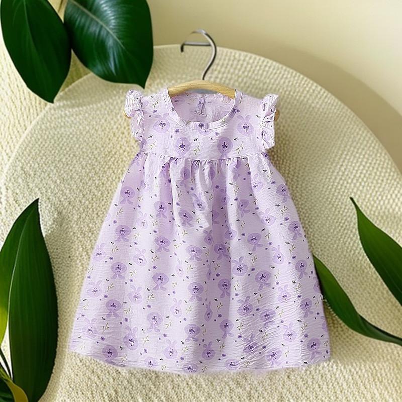 Girl Summer Dress Cotton Blend Floral Princess A Line Outfit For Toddler Girls