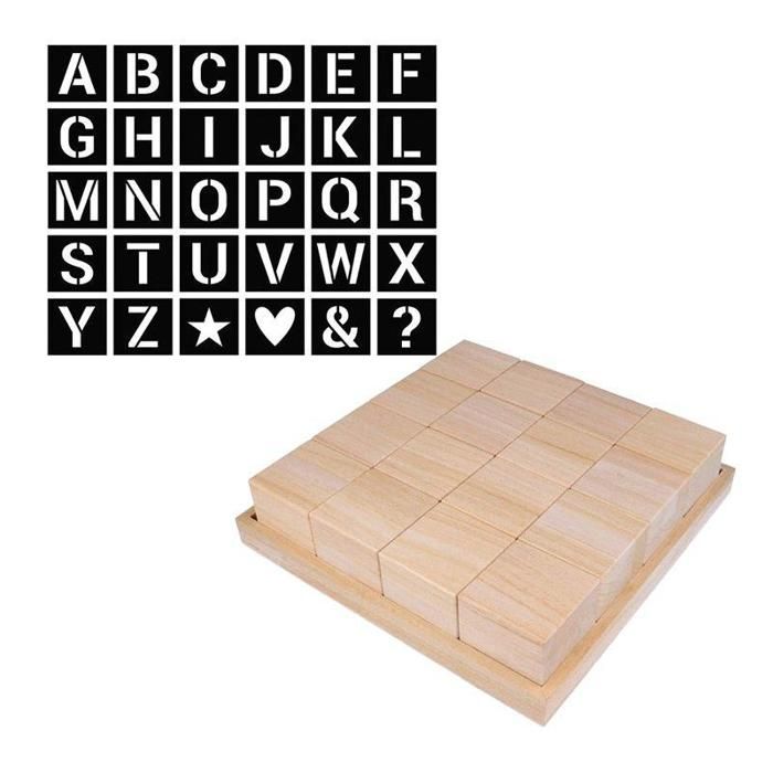 Cubes en bois Alphabet à faire soi-même - 6 cm